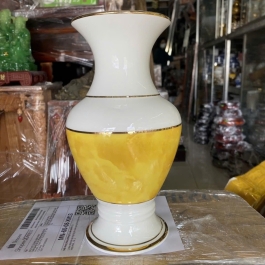 Bình hoa thờ cúng sứ họa tiết Đá Hoa Cương cao 25cm - Vàng