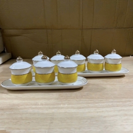 Chum nước, áng nước sứ họa tiết đá hoa cương có nắp loại 5 ly - Vàng