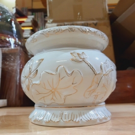 Lư hương sứ Bạch Ngọc cao cấp cao 14cm đường kính 18cm