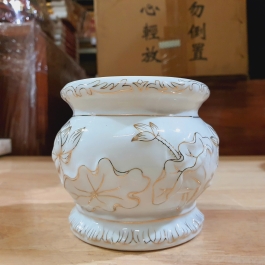 Lư hương bạch ngọc sứ trắng cao 9cm ngang 11cm