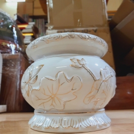 Lư hương bạch ngọc sứ trắng cao 9cm ngang 11cm