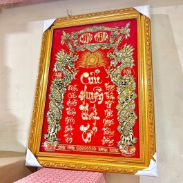 Cửu Huyền Thất Tổ cẩn trai khung nhựa 42.5cm x 57.5cm