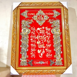 Cửu Huyền Thất Tổ cẩn trai khung nhựa 42.5cm x 57.5cm