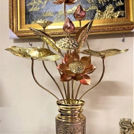 Hoa Sen Thờ Cúng Bằng Đồng cao 70cm - Đồng Vĩnh Tiến