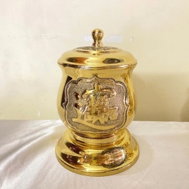 Hũ Đựng Muối Gạo Bằng Đồng Vĩnh Tiến 3 cỡ - Cỡ Lớn (Cao 14cm)