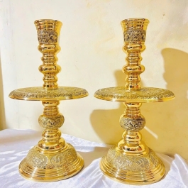Cặp chân đèn, cặp chân nến bằng đồng Vĩnh Tiến cao 40cm
