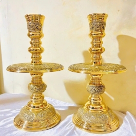 Cặp chân đèn, cặp chân nến bằng đồng Vĩnh Tiến cao 25cm (số 0 )