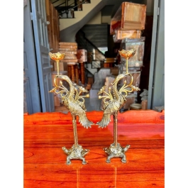 Cặp Hạc Thờ Gia Tiên Bằng Đồng Thương Hiệu Vĩnh Tiến 5 cỡ - Cỡ 3 Cao 40cm HC2