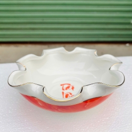 Bát Sen Thả Hoa, Bát “Minh đường tụ thủy” Vân Đá Hoa Cương Chữ Tài Lộc Màu Đỏ 22cm