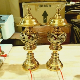 Đèn đồng long phụng thờ gia tiên thương hiệu Thuận Phát (3 cỡ) - Cỡ nhỏ 27cm