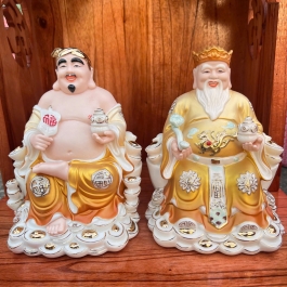 [8inch] Tượng Thần Tài Thổ Địa Sứ cao cấp nhập khẩu Đài Loan Cao 20cm- 2 màu trắng, vàng- Mã C09