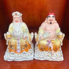 [8inch] Tượng Thần Tài Thổ Địa Sứ Đức Hóa cao cấp nhập khẩu Đài Loan Cao 21cm- 2 màu ( Trắng , Vàng )
