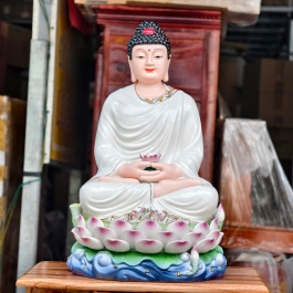 Tượng Phật A Di Đà Bằng Sứ Cao Cấp Ngồi Đài Sen cao 40cm