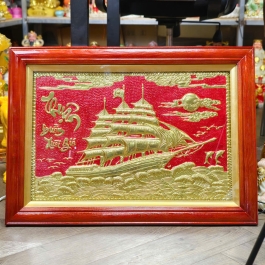 Tranh Thuận Buồm Xuôi Gió Bằng Đồng Khung Gỗ Ngang 70cm Cao 50cm