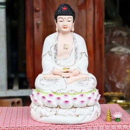 Tượng Phật A Di Đà bằng sứ đức hóa ngồi trên đài sen cao cấp cao 36cm