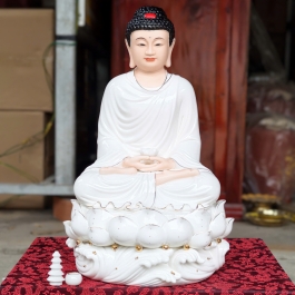 Tượng Phật Thích Ca Mâu Ni bằng sứ đức hóa ngồi trên đài sen cao cấp – 3 cỡ