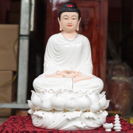Tượng Phật Thích Ca Mâu Ni bằng sứ đức hóa ngồi trên đài sen cao cấp – 3 cỡ