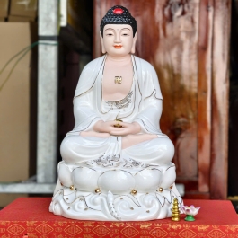 Tượng A Di Đà bằng sứ đức hóa cao cấp ngồi trên đài sen (3 cỡ: Cao 30cm, Cao 35cm, Cao 40cm)