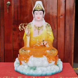 Tượng Quan Thế Âm Bồ Tát ngồi trên đài sen bằng đá cao cấp cao 30cm