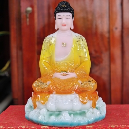 Tượng Phật A Di Đà ngồi trên đài sen bằng đá cao cấp cao 30cm