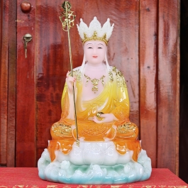 Tượng Địa Tạng Vương Bồ Tát ngồi trên đài sen bằng đá cao cấp cao 30cm