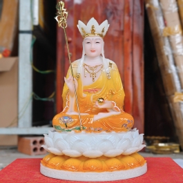 Tượng Địa Tạng Vương Bồ Tát ngồi trên đài sen bằng đá cao cấp (2 cỡ: 31cm và 43cm)