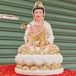 Tượng Phật Quan Thế Âm Bồ Tát bằng đá cao cấp cao 30cm – Màu trắng