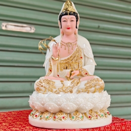 Tượng Phật Quan Thế Âm Bồ Tát bằng đá cao cấp cao 30cm – Màu trắng