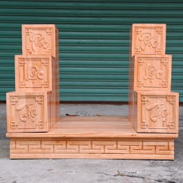 Bục tam cấp bàn thờ Thần Tài Thổ Địa mặt 16cm gỗ xoan cao cấp – Mẫu mới