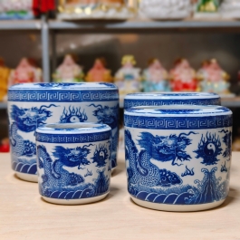 Bát nhang lư hương thờ cúng đôi rồng phun ngọc sứ Bát tràng (nhiều kích cỡ)