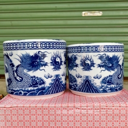 Bát nhang lư hương thờ cúng đôi rồng phun ngọc sứ Bát tràng ĐK 20cm và ĐK 22cm