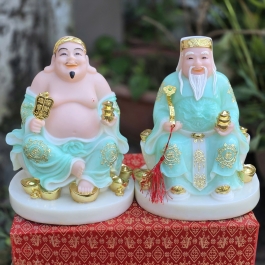 Tượng Thần Tài Thổ Địa đá nhập khẩu cao cấp cao 30cm – Màu xanh