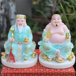 Tượng Thần Tài Thổ Địa đá nhập khẩu cao cấp cao 30cm – Màu xanh