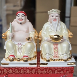 Tượng Thần tài Thổ Địa Sứ Đức Hóa Cao Cấp Nhập Khẩu Đài Loan - Vàng