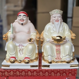 Tượng Thần tài Thổ Địa Sứ Đức Hóa Cao Cấp Nhập Khẩu Đài Loan - Vàng