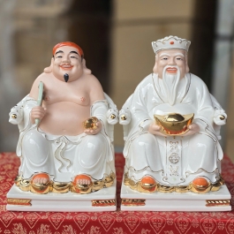 Tượng Thần tài Thổ Địa Sứ Đức Hóa Cao Cấp Nhập Khẩu Đài Loan cao 22cm (8inch) - Màu trắng