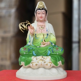 Tượng Quan Thế Âm Bồ Tát bằng đá nhập khẩu cao cấp cao 30cm – Màu xanh lá