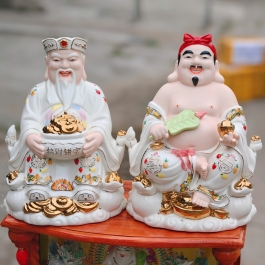 Tượng Thần Tài Thổ Địa sứ đức hóa cao cao cấp nhiều kích cỡ (4 màu: Đỏ, Xanh, Vàng, Trắng)