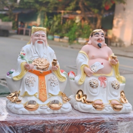 [A5 – TRẮNG-VÀNG] Tượng Thần Tài Thổ Địa Bằng Sứ Đức Hóa Nhập Khẩu Cao Cấp 24cm