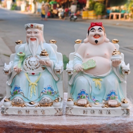 Tượng Thần Tài Thổ Địa bằng sứ đức hóa cao cấp nhập khẩu cao 21cm – Màu trắng