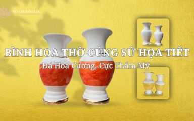 Bình hoa thờ cúng sứ họa tiết đá hoa cương, cực thẩm mỹ