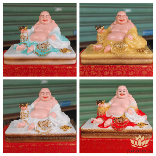 Tượng Di Lặc cầm thỏi vàng bằng đá nhập khẩu cao câp ngang 30cm