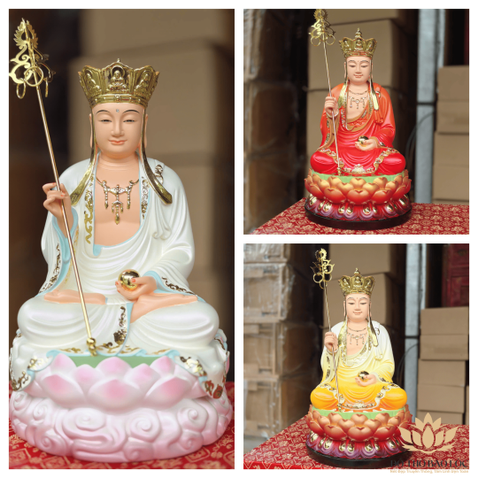 Tượng Địa Tạng Vương Bồ Tát bằng Composite cao cấp ngồi đài sen cao 30cm