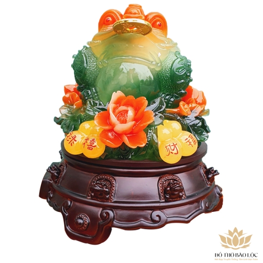 Cóc Ngậm Tiền Vàng mẫu hồ lô Cao 23cm - màu xanh