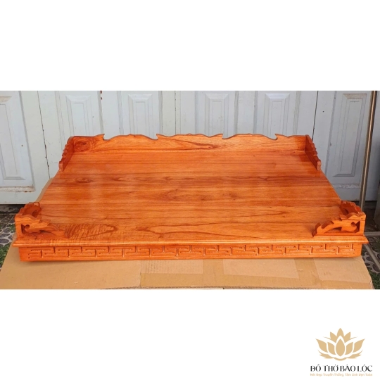 Bàn thờ treo tường gỗ xoan đào ngang 60cm trơn đỏ