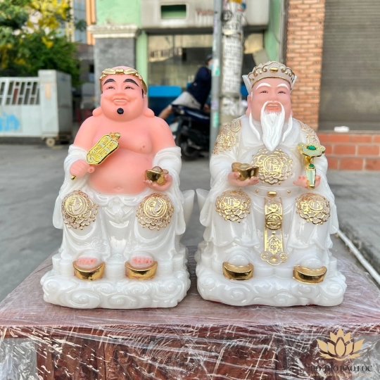 [8inch] Tượng Thần tài Thổ Địa đế đá nhập khẩu cao cấp Cao 20cm – Trắng