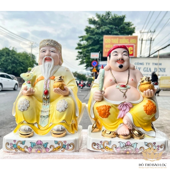 [10inch] Tượng Thần Tài Thổ Địa sứ đức hóa cao cấp nhập khẩu Đài Loan cao 25cm – Màu Vàng