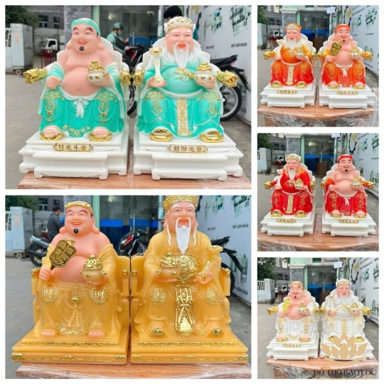 [8inch] Tượng Thần tài Thổ Địa ngồi ghế Đá nhập khẩu mẫu mới nhất Cao 20cm – 5 màu (Vàng, Trắng, Đỏ, Xanh, Cam)