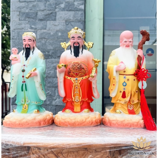 [12inch] Tượng Phúc Lộc Thọ bằng Đá Việt Nam Cao 31cm