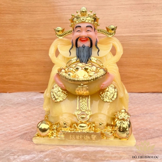 [ 12inch ] Tượng Thần Tiền Chiêu Tài Lộc mẫu Phú Quý hàng nhập khẩu cao 30 cm màu vàng thạch anh